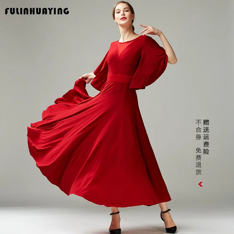 Flilin Huang Modern Dance Dress New Long dress Ballroom Dance Dress National Standard Dance Practice Skirt Waltz Dance Skirt