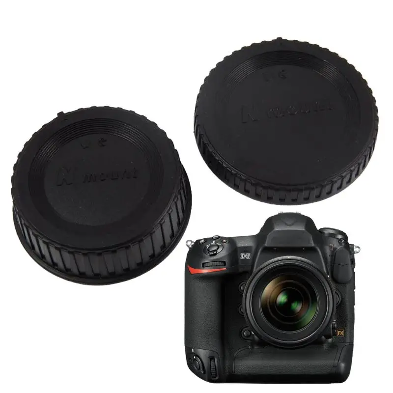 Rear Lens Body Cap Camera Cover Set Dust Screw Mount for Protection Plastic Black Replacement for N-ikon F DSLR and AI L