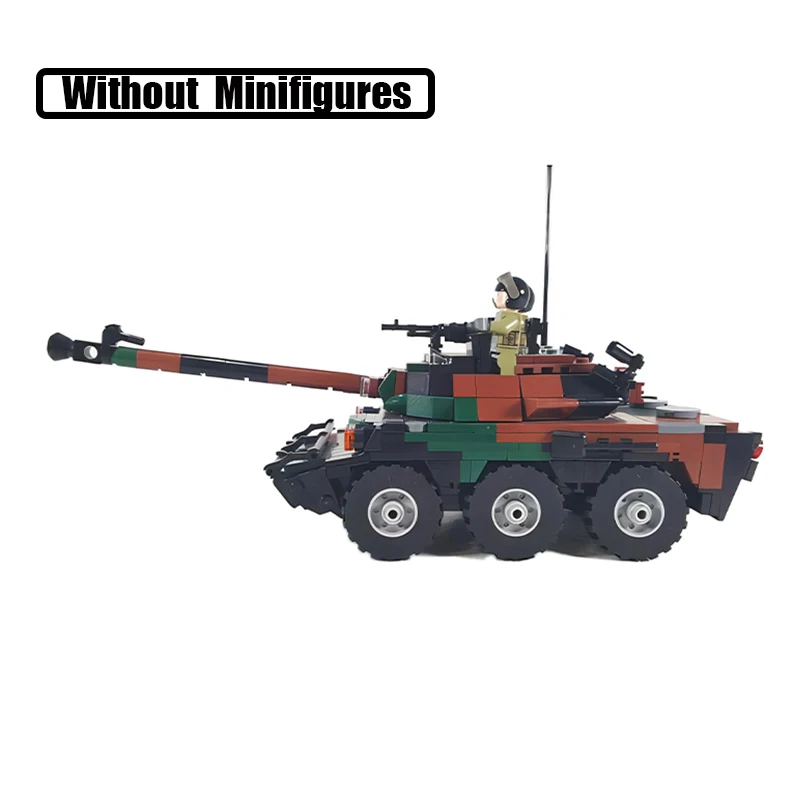 Modern French Reconnaissance Tank AMX 10 Fire Support Armored Vehicle Building Block Assembly MIlitary Weapon Model Bricks Toys