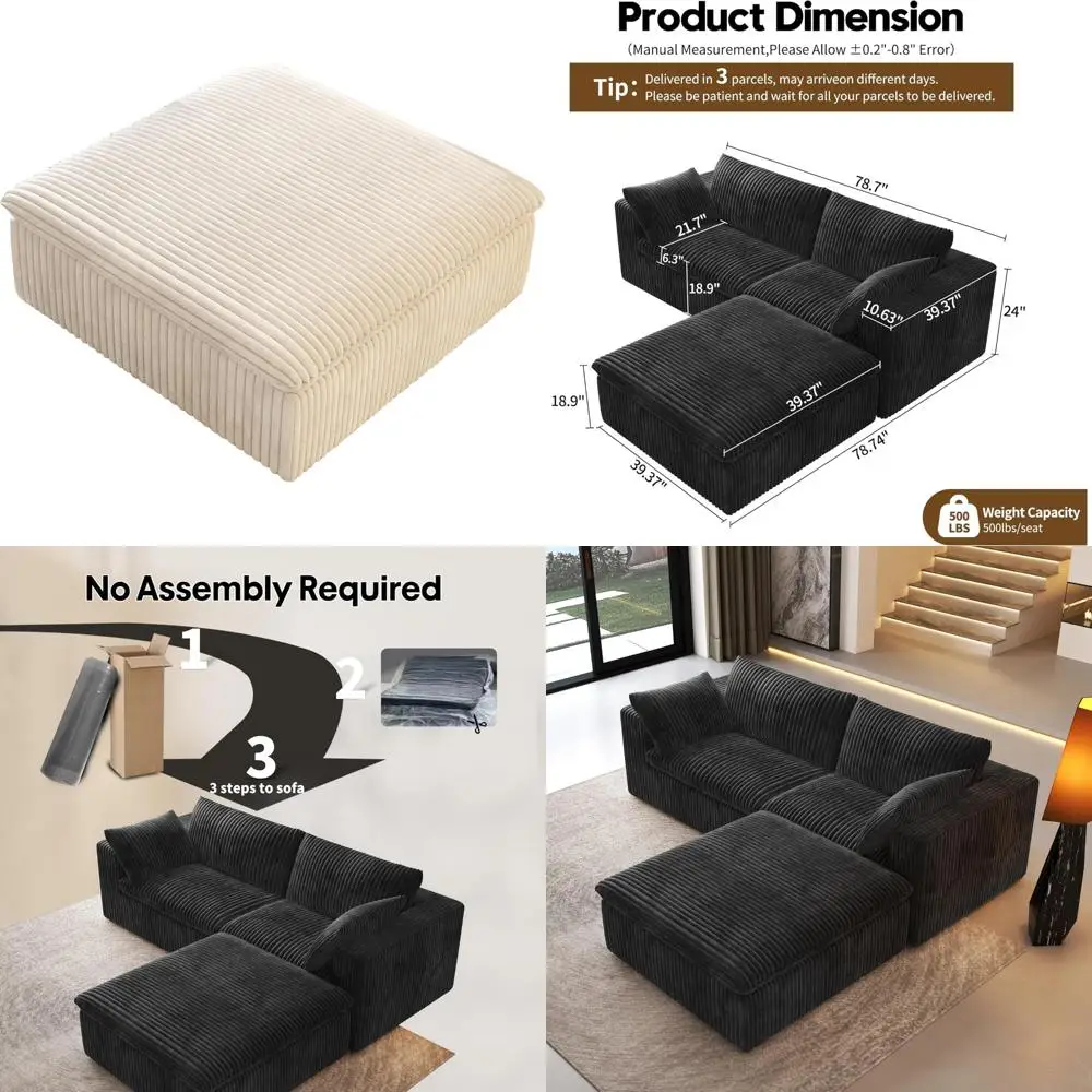 Contemporary Deep Seating Modular Sectional Sofas for Living Rooms, American-Style Wide Comfort Couches