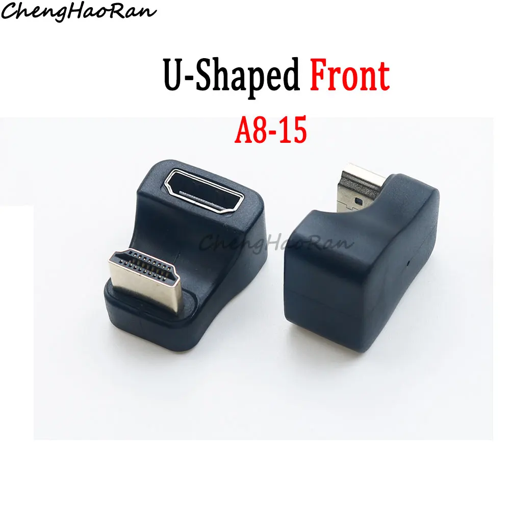 Conversor de projetor de alta definição de concha de alumínio, adaptador de cabeça reta, em forma de U, fêmea para macho, HDMI, 8K, 60Hz, HDTV 2.1, 90 graus