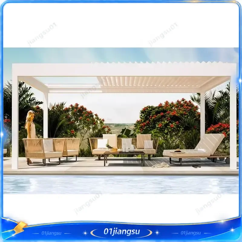 Custom 3x3x2.5m Bioclimatic Aluminum Pergola Motorized Louver Roof Outdoor Gazebo Easy Assembly Garden Patio Canopy Shade