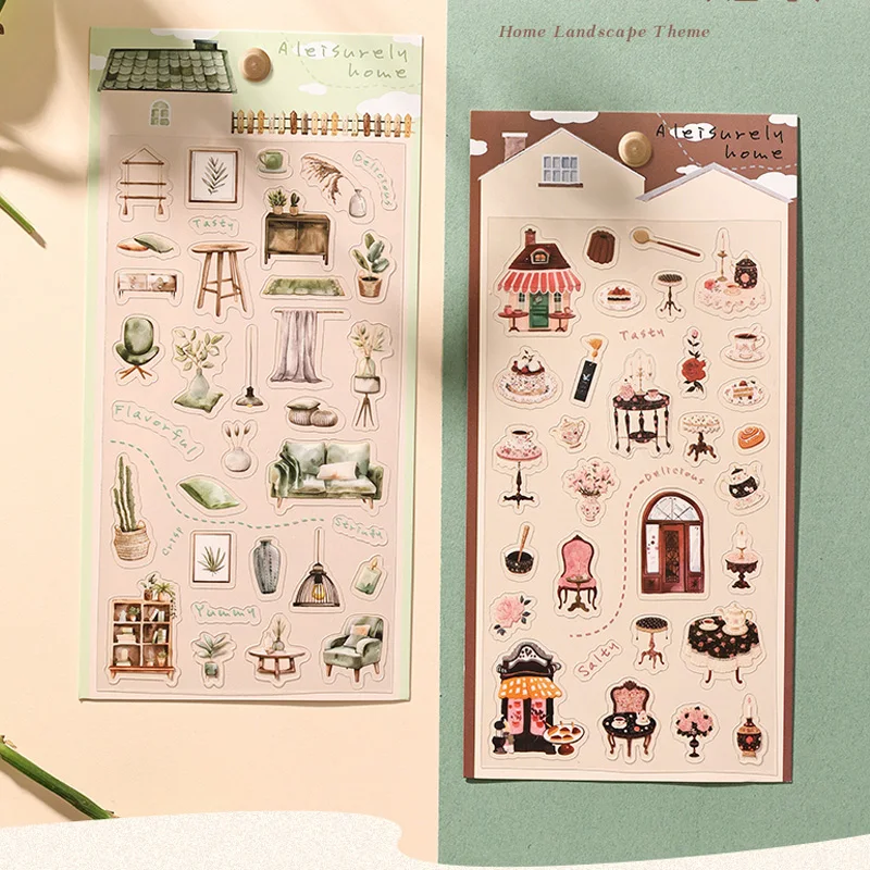 Mr Paper, 1 style 12pcs/bag ‘Easy Home’ Series Home Landscaping Theme PET Stickers stickers aesthetic  scrapbooking stickers