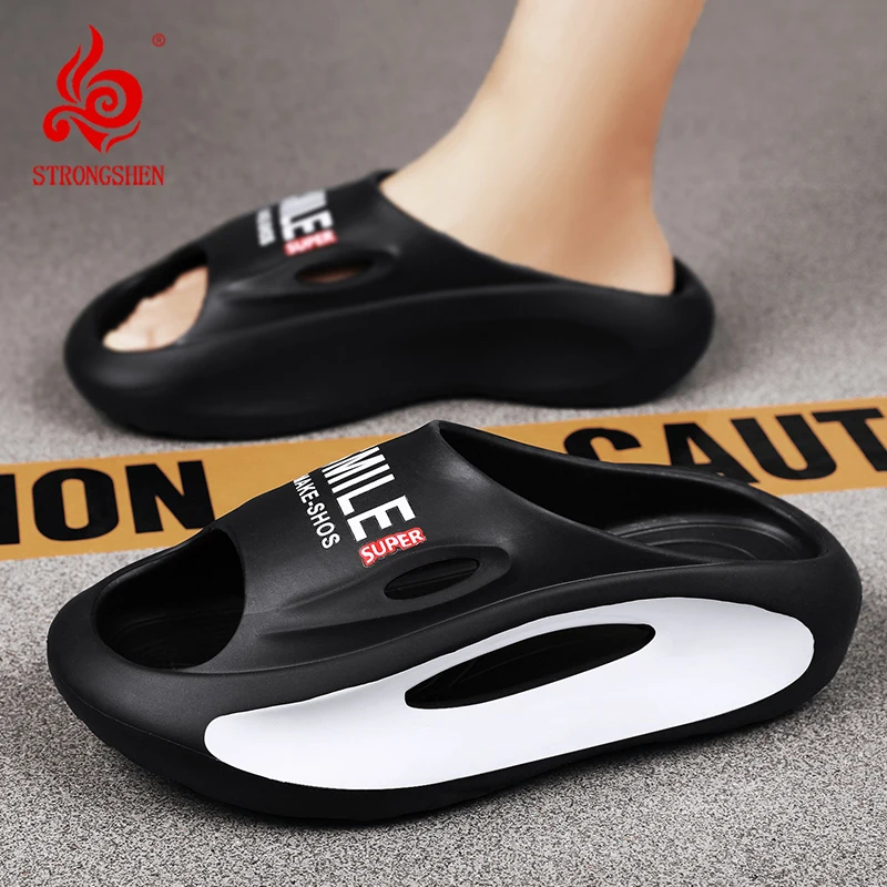 

STRONGSHEN Men's Slippers Summer Beach Shoes Thick Bottom Indoor Outdoor Sandals Soft Eva Home Slippers Mens Casual flip-flops