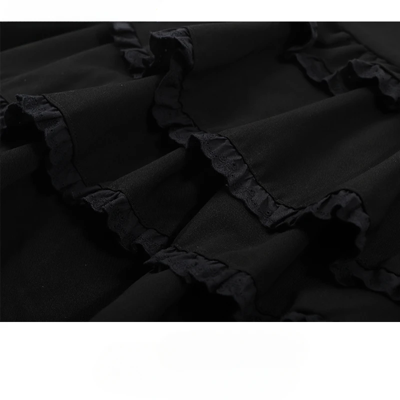 Japanese Lolita Girl A-Line Tiered Mini Skirt Women's Summer Lace Ruffled Stacked Heart Buckle Sweet Cool High Waist Short Skirt