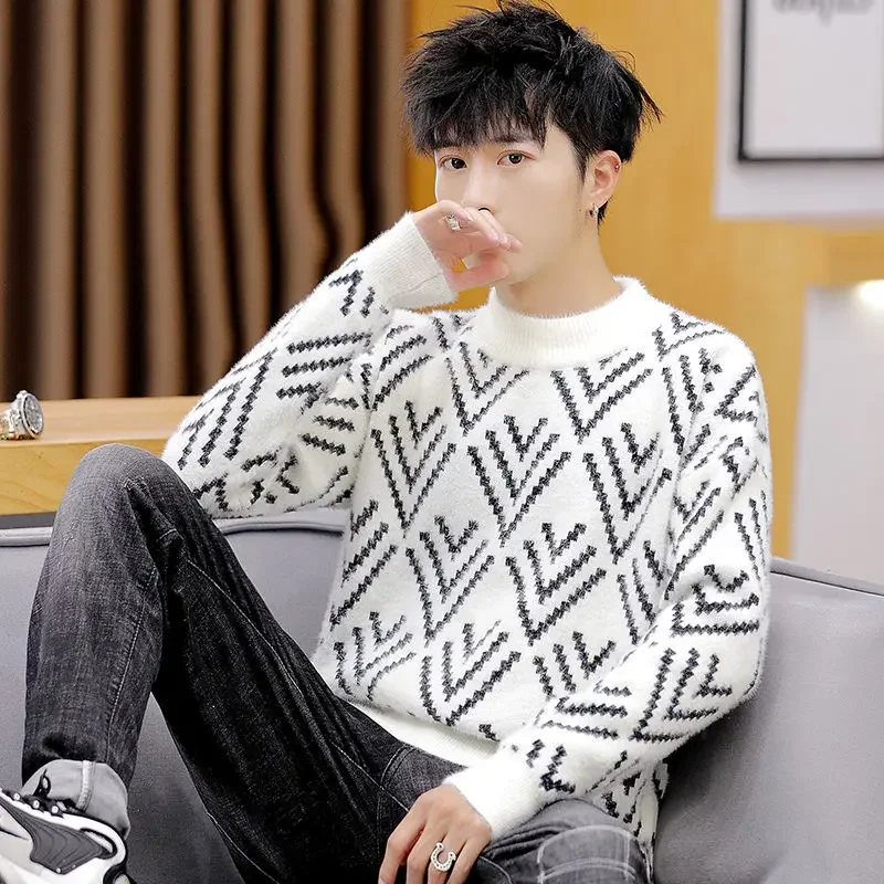 

Knit Sweater Male White Pullovers No Hoodie Men's Clothing Collared Graphic High Quality Replica Knitwears Winter 2024 A Elegant