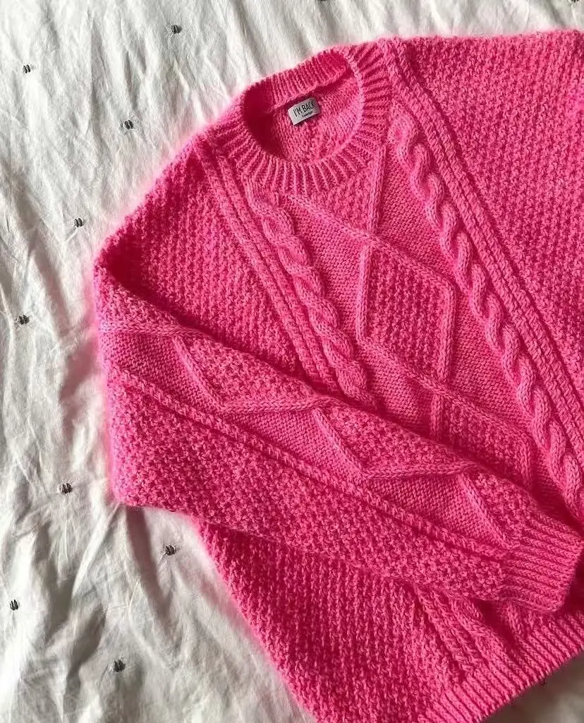 Fried Dough Twists Knits Women's Slouchy Autumn and Winter Style Loose Versatile Slim Korean Style Gentle Aging