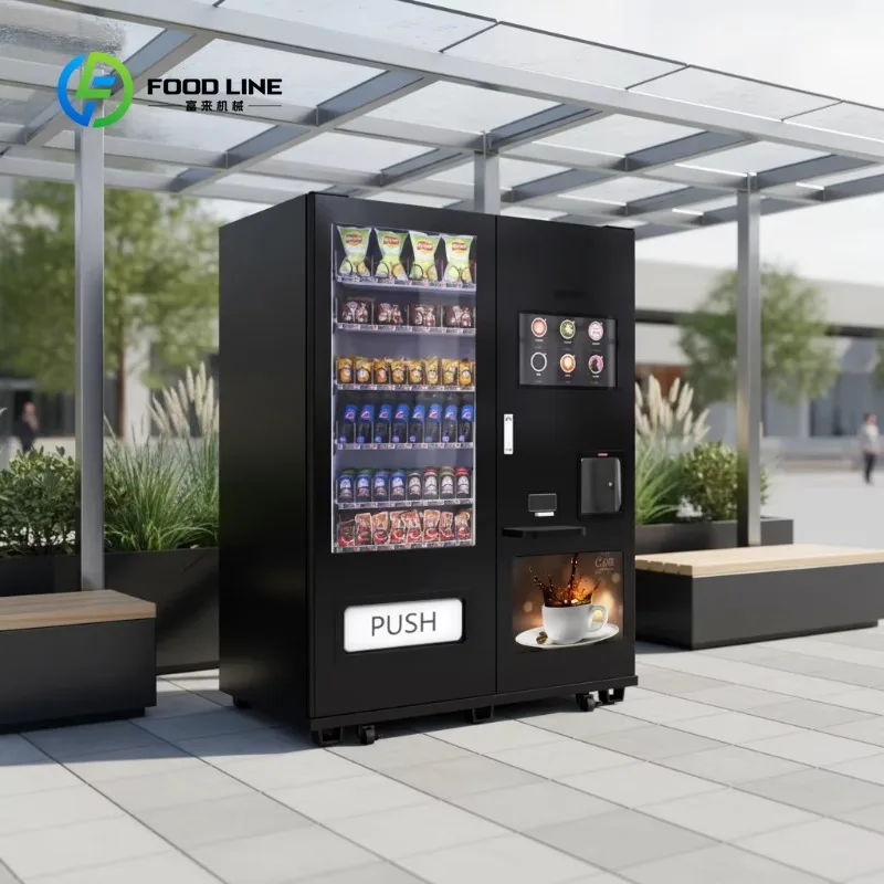 Custom Coffee & Snack Combo Vending Machine, Fully Automatic Commercial Self-service Beverage and Snack Vending Machine