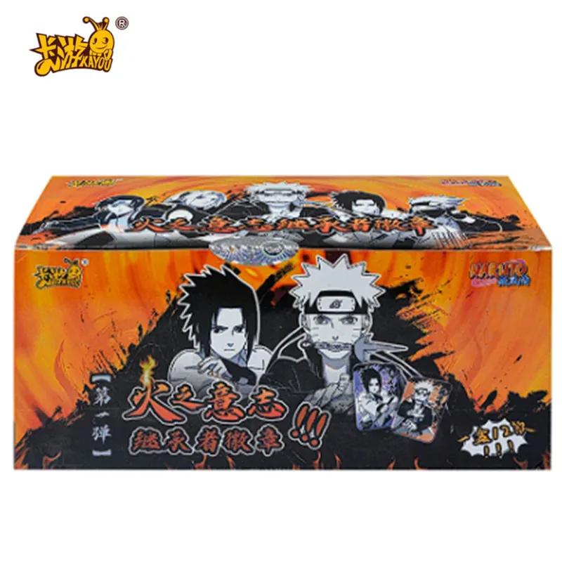 KAYOU Naruto Fire\'s Will Successor BadgeBR Card Full Set of Tinplate Badge Card Birthday Gift Genuine Anime Naruto Rare Card Box