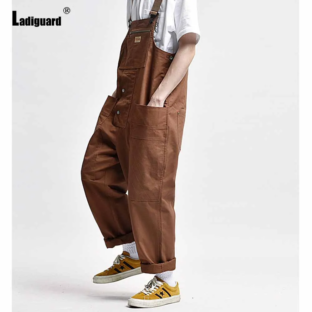 Mens Fashion Street Wide Leg Pant Overalls 2023 American and European Style Casual Retro Jumpsuits Worker Men's Cargo Bodysuits