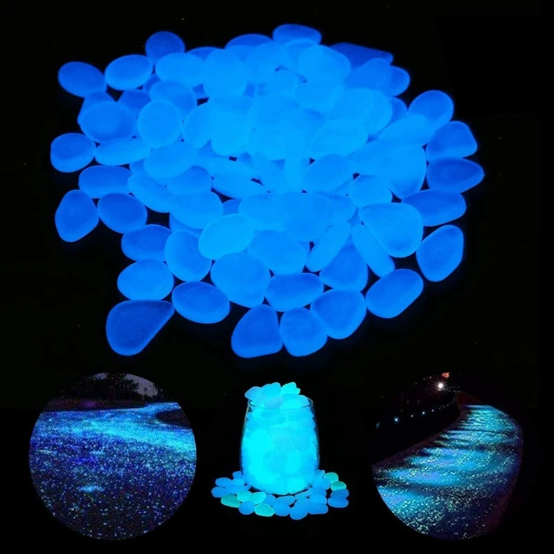 100Pcs Glow In The Dark Stone,Decorative Luminous Stone For Outdoor Walkways,Gardens,Driveways Or Fish Tank