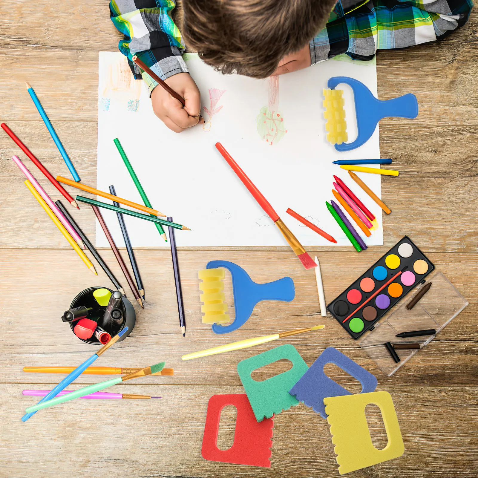 

1Set Kids Painting Scraper Brush Set Professional Drawing Tool for DIY Class Early Learning Painting Accessories