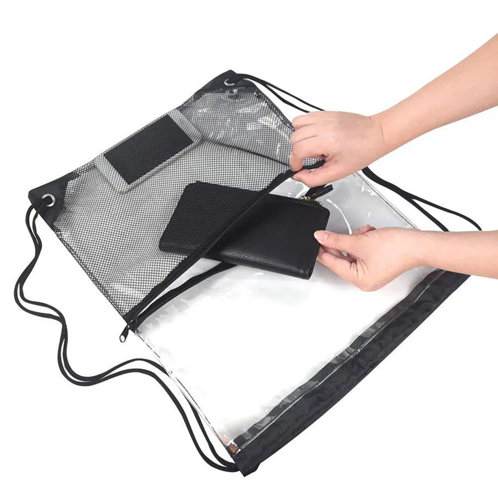 

2Pcs Transparent Toiletry Bag Waterproof Travel Organizer with Drawstring for Beach Swimming Sports Gym Mesh Bag for Women Men