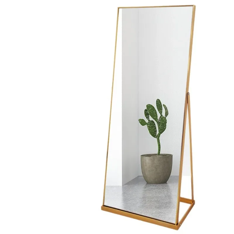 Barber shop mirror table hair salon special clothing store whitening with lamp movable floor full-length mirror