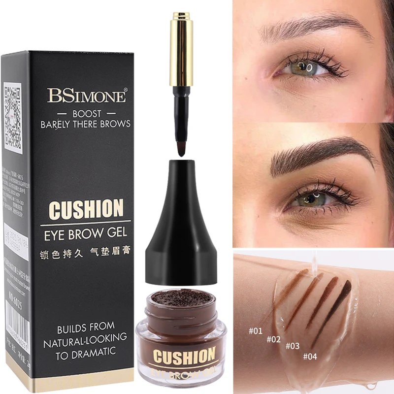 4 Colors Natural Eyebrow Cream Enhancers Waterproof Long Lasting Black Dyeing Brow Tinted Air Cushion Gel Women Makeup Cosmetics