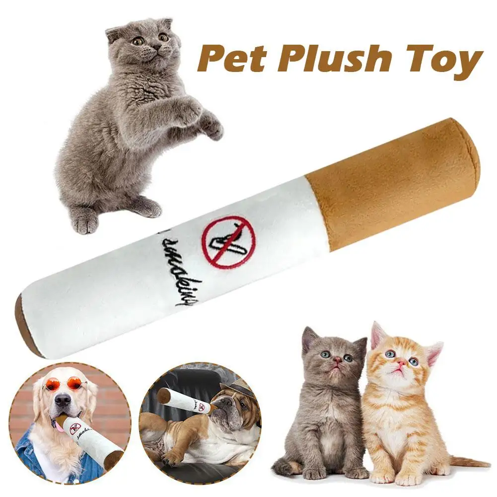 Pet Funny Toys Cigar Big Smoke Plush Sound Squeak Fake Chew Dog Resistant Cigarettes Pet Interactive Molar Bite Toys Toy Ga W1R4