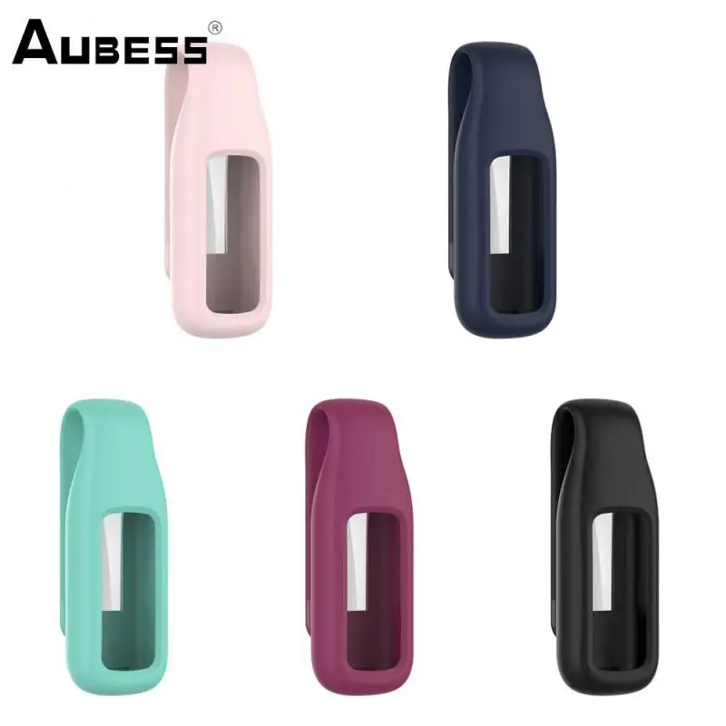 Dust-proof Steel Clip Drop-proof Silicone Case Steel Clip Portable Universal Hanging Buckle For Fitbit Luxe Bracelet