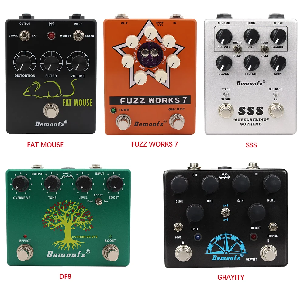 Demonfx Guitar Effect Pedal Echo Fuzz Distortion Overdrive Compressor Chorus Boost Preamp Effect Pedal