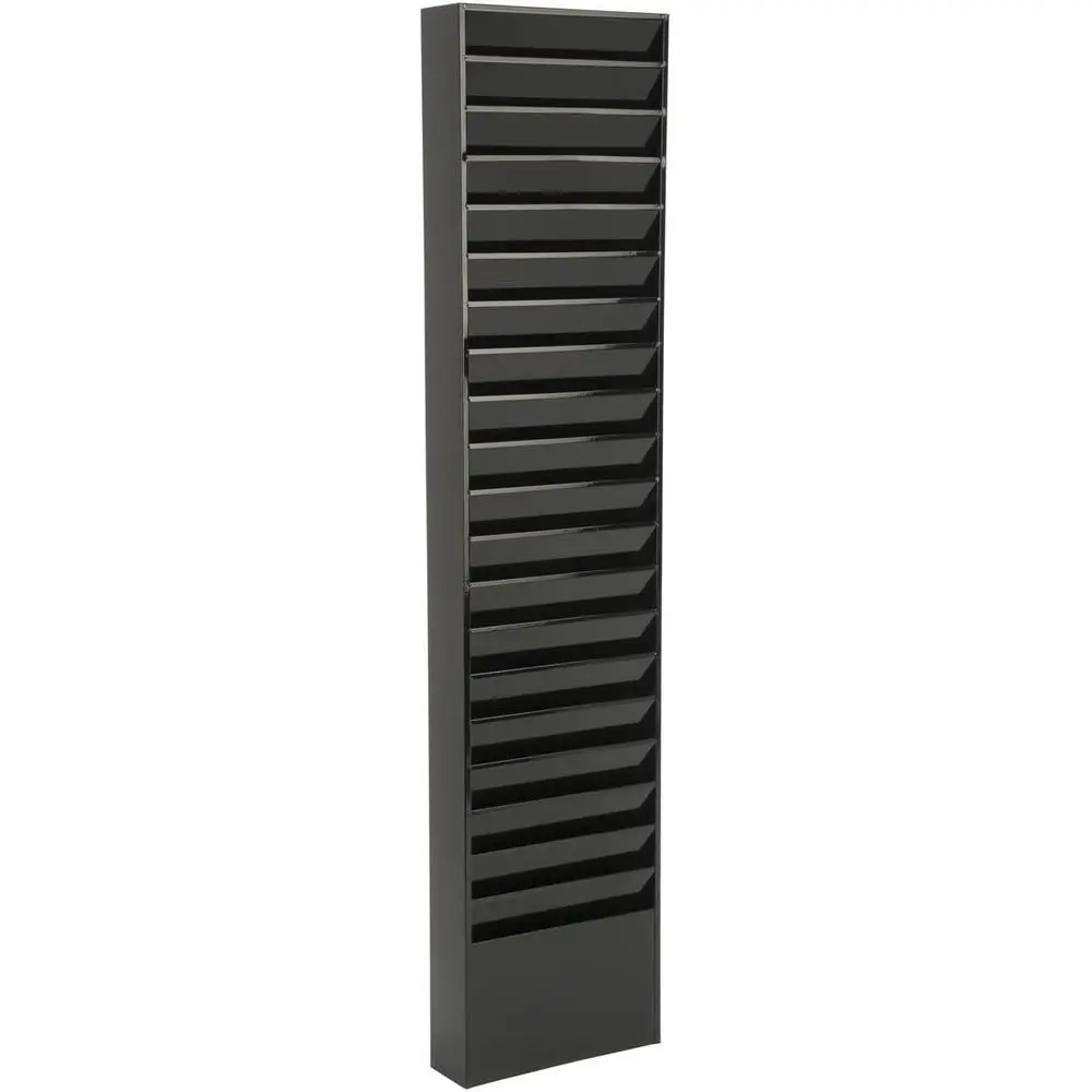 

ile older Wall Rack, 20 kets, Tiered, Oice and Medical Cs (Black, Powder Coated Steel)