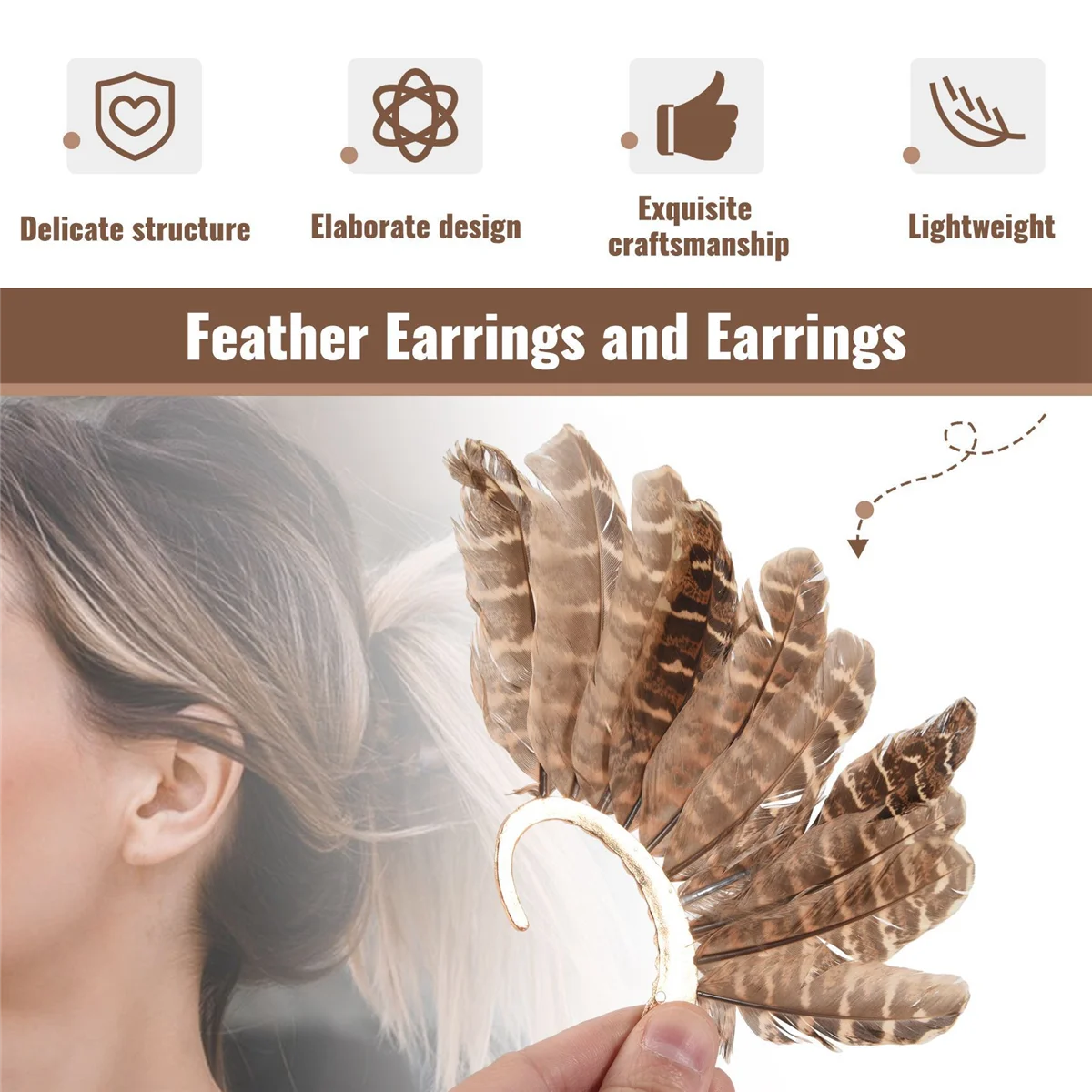 ABVS 1Pcs Unisex Big Feather Ear Cuff Non Piercing Gold Clip On Earrings