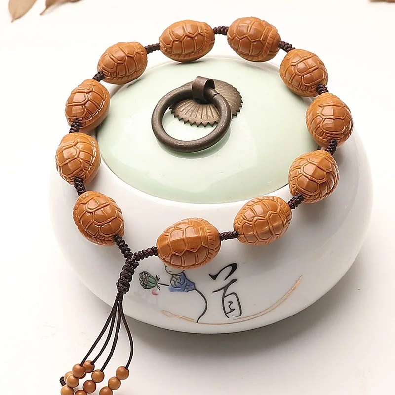 

14mm Seed Iron Core Olive Carved: Wealth Armor Eight Treasures Turtle Shell Money Turtle Handmade Handheld Gift