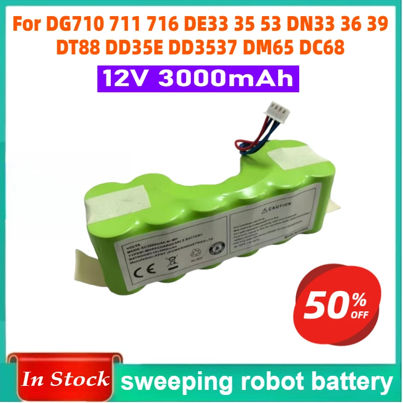 12V NI-MH Battery for Applicable To Ecovos DD35 Battery, DG716\710, DE53\55, DN33\DT88, and DM65 Floor Cleaning Robots