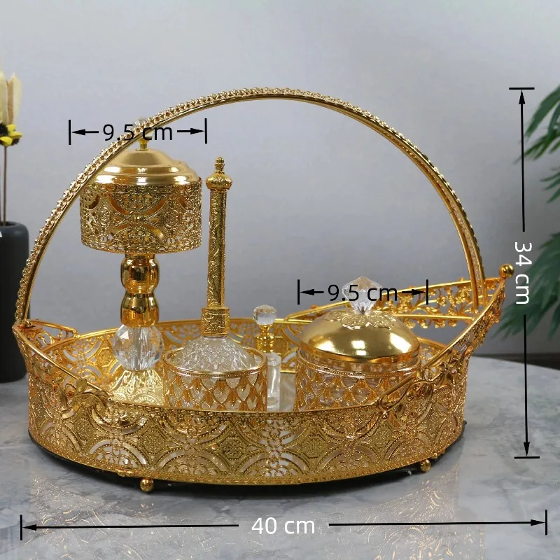 Golden Aromatherapy Burner Home Electroplating Incense Burner Ornament Cultural Ornament Metal Incense Burner Set Incense