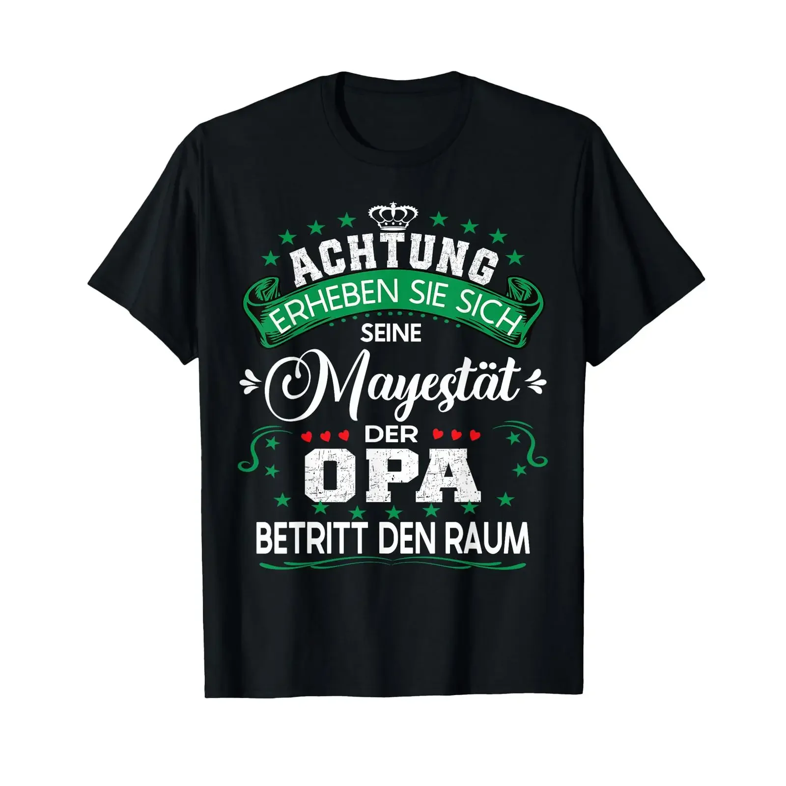 T Shirt with German Text quot Achtung seine Majest?t der Grandpa Vatertagsgeschenk black vintage Washed graphic Stylish Casual