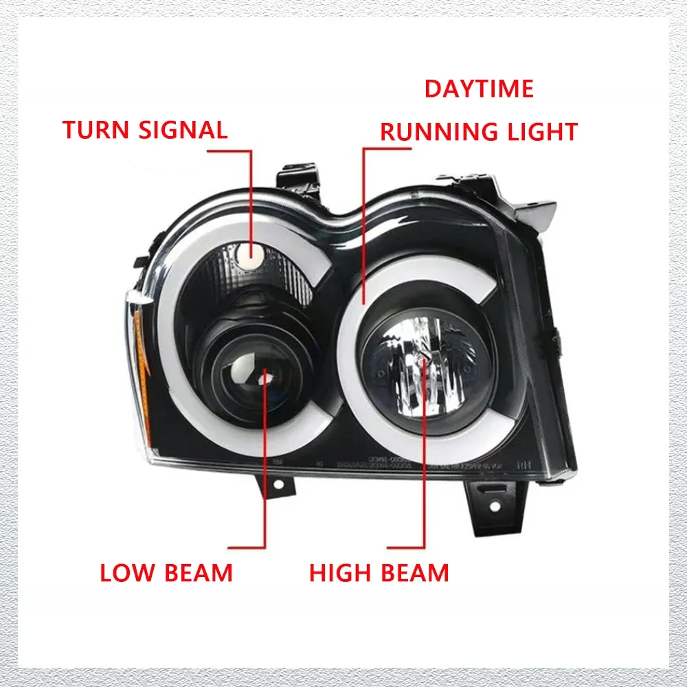 LED HeadLights For Jeep Grand Cherokee 05-08 Emark V2 Full Led DRL Car Head Lamp Assembly Signal Accessories Modified Lamp