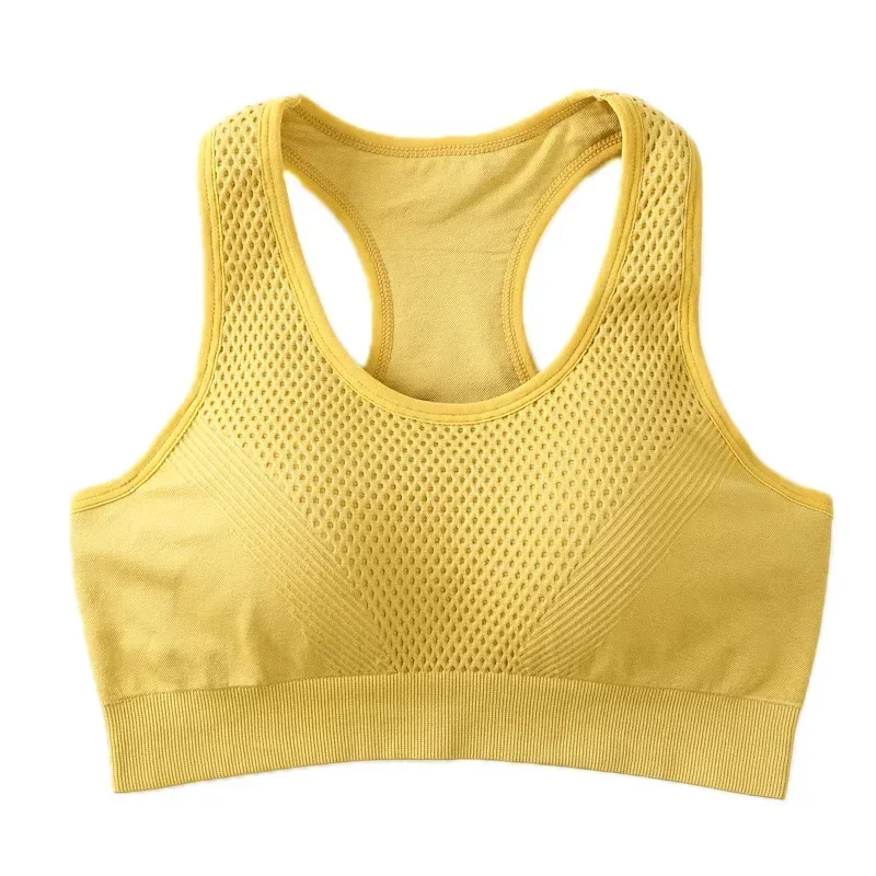 Women Breathable Sports Bra Absorb Sweat Shockproof Padded Gym Running Fitness Double Layer Seamless Yoga Sports Bra Underwear