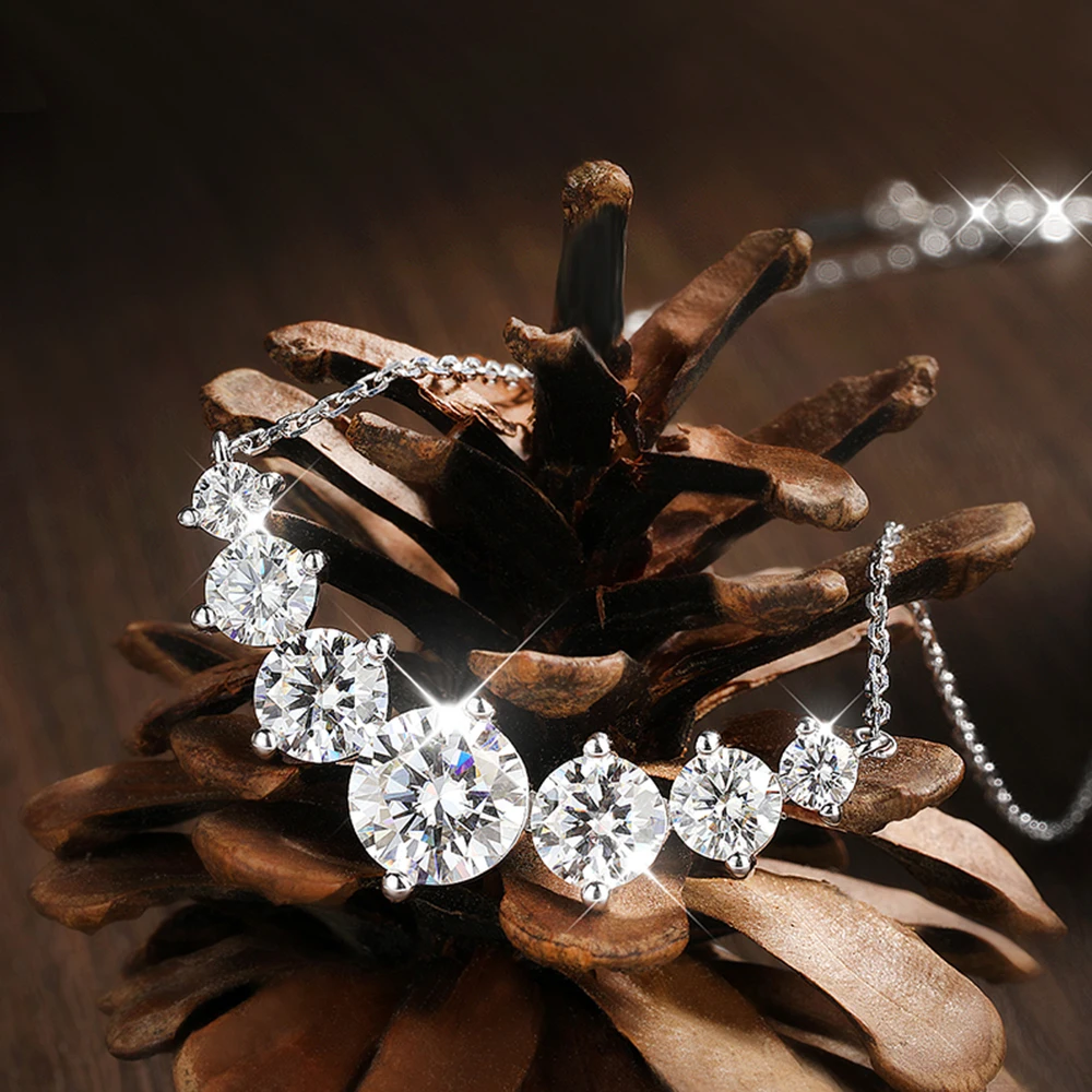 K.NOBSPIN Moissanite Necklace for Woman Wedding Fine Jewely with Certificates 925 Sterling Sliver Plated 18k White Gold Necklace image 5