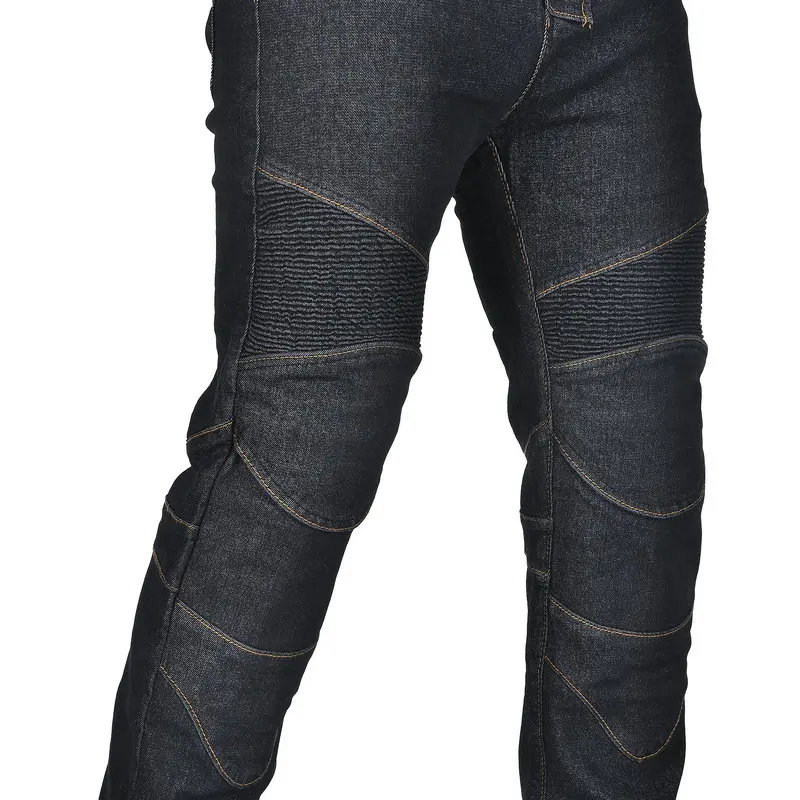 Fashion Men Classic Vintage Flap Denim Motorcycle Riding Jeans High Waist Stretch Straight Leg CE Anti-Fall Off-Road Biker Pants