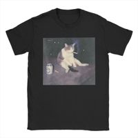 Funny Smoking Cat Meme T-Shirt Harajuku T Shirts Short Sleeve Awesome Tshirt Summer Cotton Crewneck Plus Size Top Tees