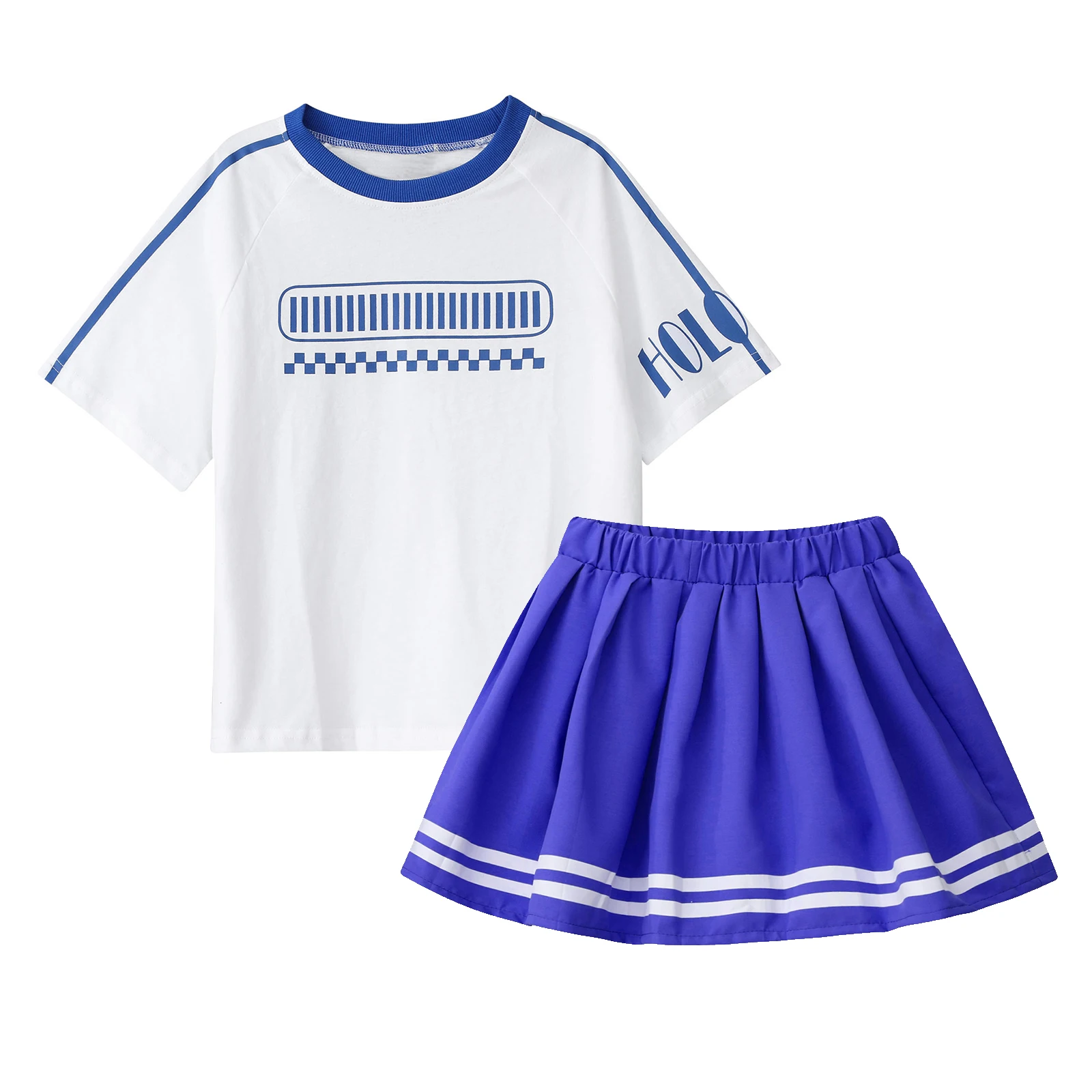 

Kids Girls Clothes 2Pcs Tracksuit Set Hip Hop Jazz Dance Cheerleading Uniform T-shirt+Pleated Skirt Outfit for Performance 2024