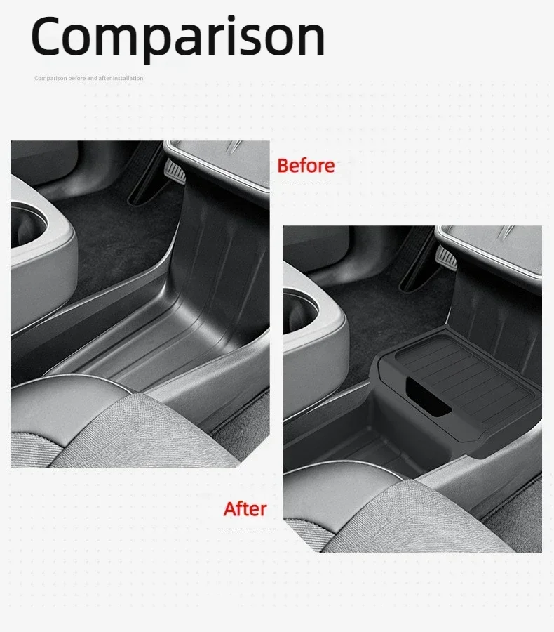 Für Tesla Model Y Standard RWD 2025 2026 Mittelkonsolen-Aufbewahrungsbox Armlehnenbox Ablage Schutzmatte Zubehör – Detail 4