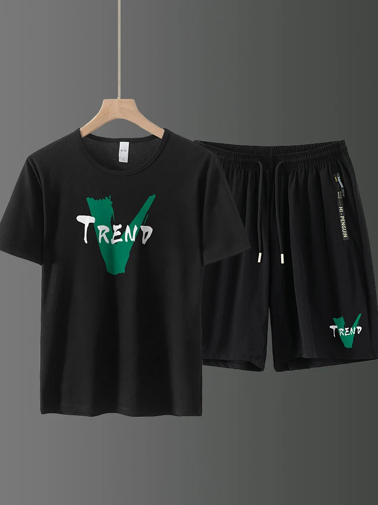 

Qui Dry Summer Sportswear Set Men's Ice Silk Modal ort Sve T-irt Cool Feeling Casual orts Faionable Youth Ensemble