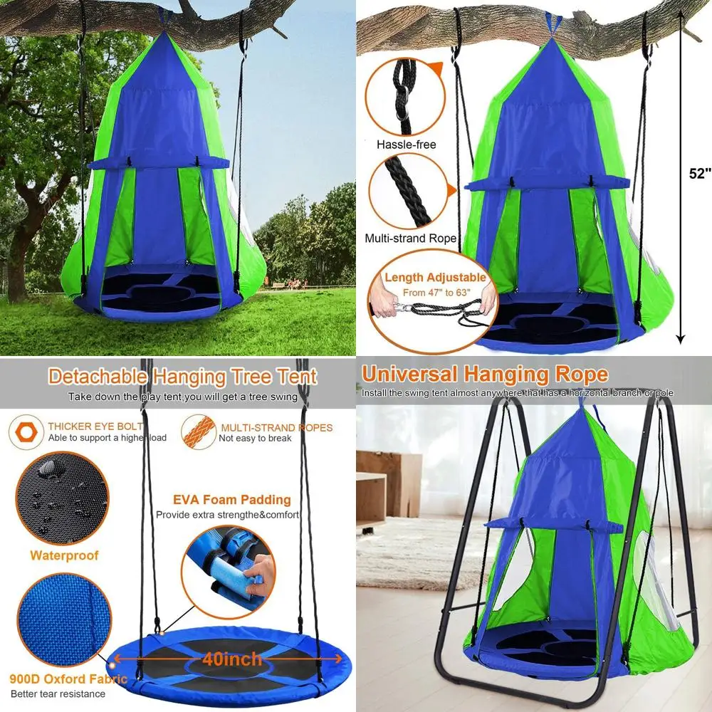 

Waterproof Tree Swing Tent for Backyard Fun with Detachable Playhouse, 600lbs Capacity, Suitable for Indoor and Outdoor Use