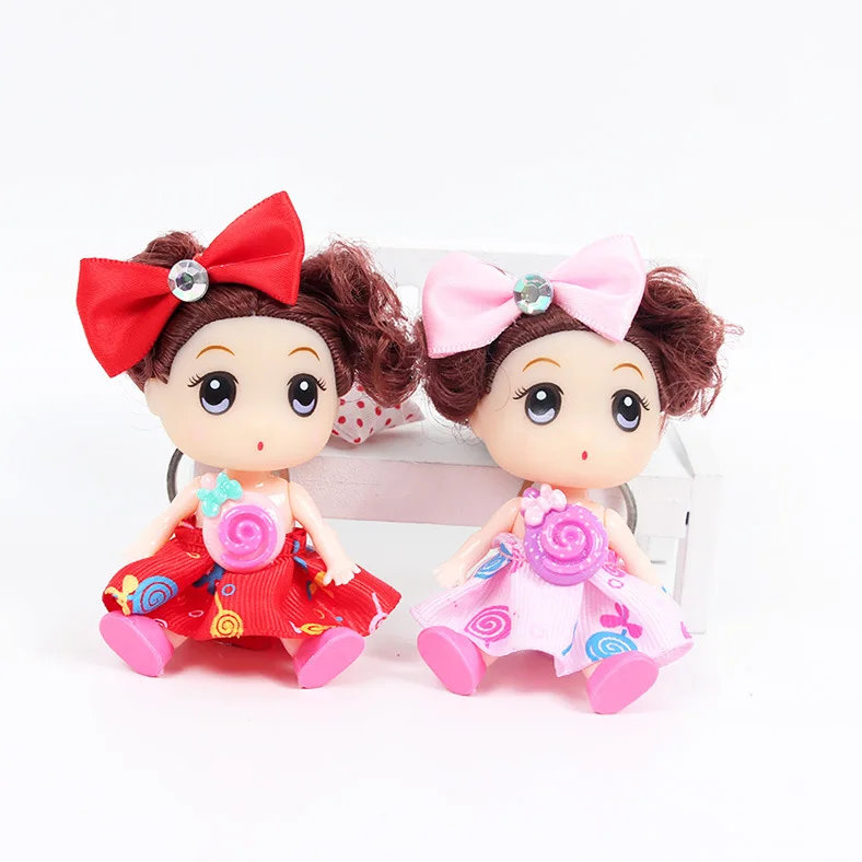 5 pz/set 9cm Creative girl princess doll portachiavi cute doll action doll toy mini doll bag ciondolo bambini play house toy gift