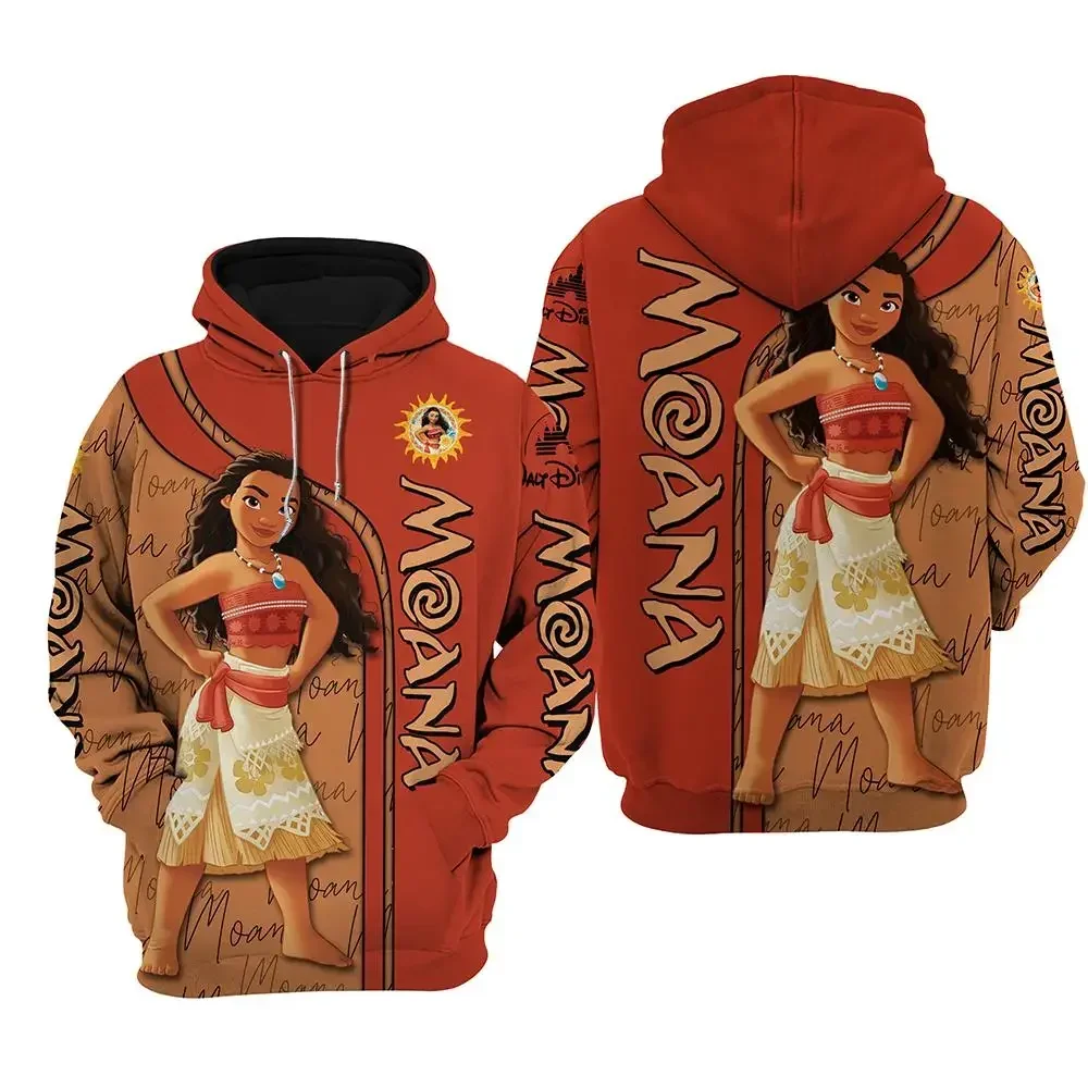 Disney Princess Moana Hoodie Men's Women's Casual Sweatshirt 3d Zipper Hoodie Harajuku Streetwear Fashion Pullover Hoodie