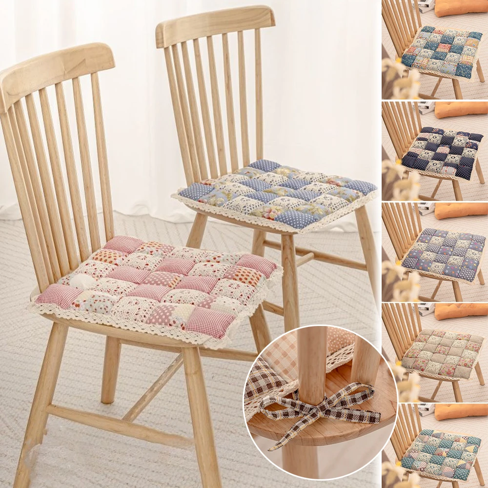 

Winter Warm Square Dining Chair Cushion Seat Pad with Tie 100% Cotton Seat Mat Filling Non-Slip Cushions for Home Office 방석 두꺼운