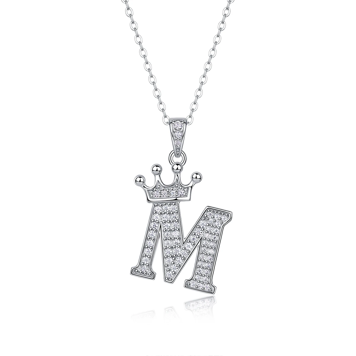 Moissanite Crown Alphabet Necklace S925 Silver 18k Gold Plated 26 Alphabets Pendant Necklace  Homecoming & Graduation Gift