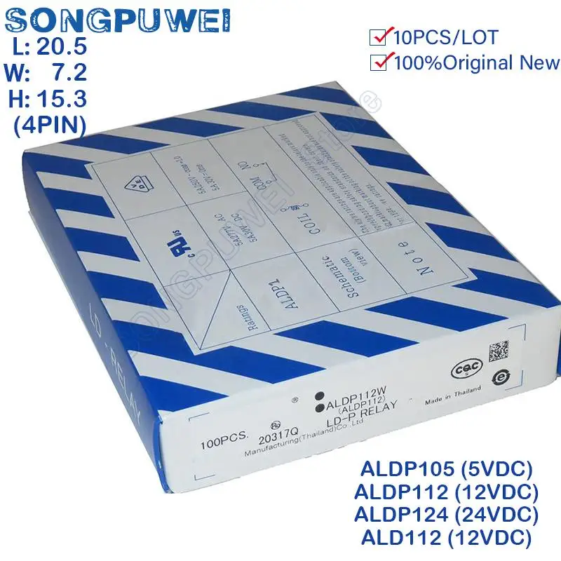 10 шт./партия, ALDP105W ALDP112W ALDP124W ALD112, реле мощности ALDP 5 В, 12 В, 24 В постоянного тока, 1 форма, 5 А, 4 контакта, 100% оригинал, новинка 10 шт./партия, ALDP105W ALDP112W ALDP124W ALD112, реле мощности ALDP 5 В, 12 В, 24 В постоянного тока, 1 форма, 5 А, 4 контакта, 100% оригинал, новинка
