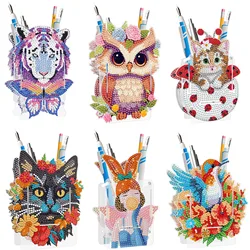 New Diamond Painting Pen Holder Cartoon Animal Diamond Mosaic Handmade Embroidery Student Handmade DIY Stationery Birthday Gift