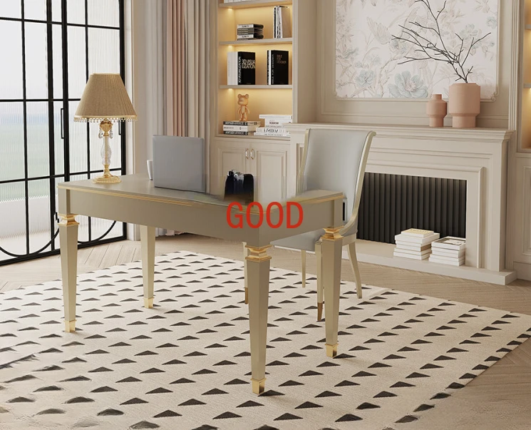 American Light Luxury Desk Chair Combination Creative Villa Simple Study Solid Wood Desk