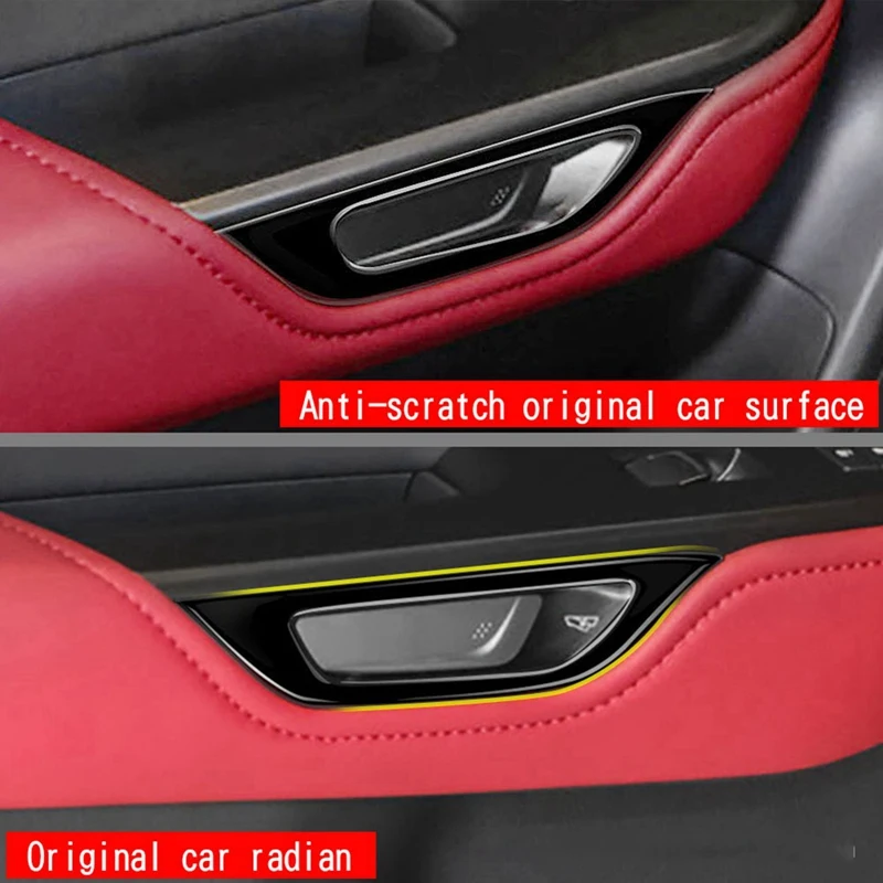 RHD Car Inner Door Handle Decoration Cover Sticker Trim Decoration ABS Dustproof For LEXUS NX260 NX350H 2022 2023 (Bright Black)