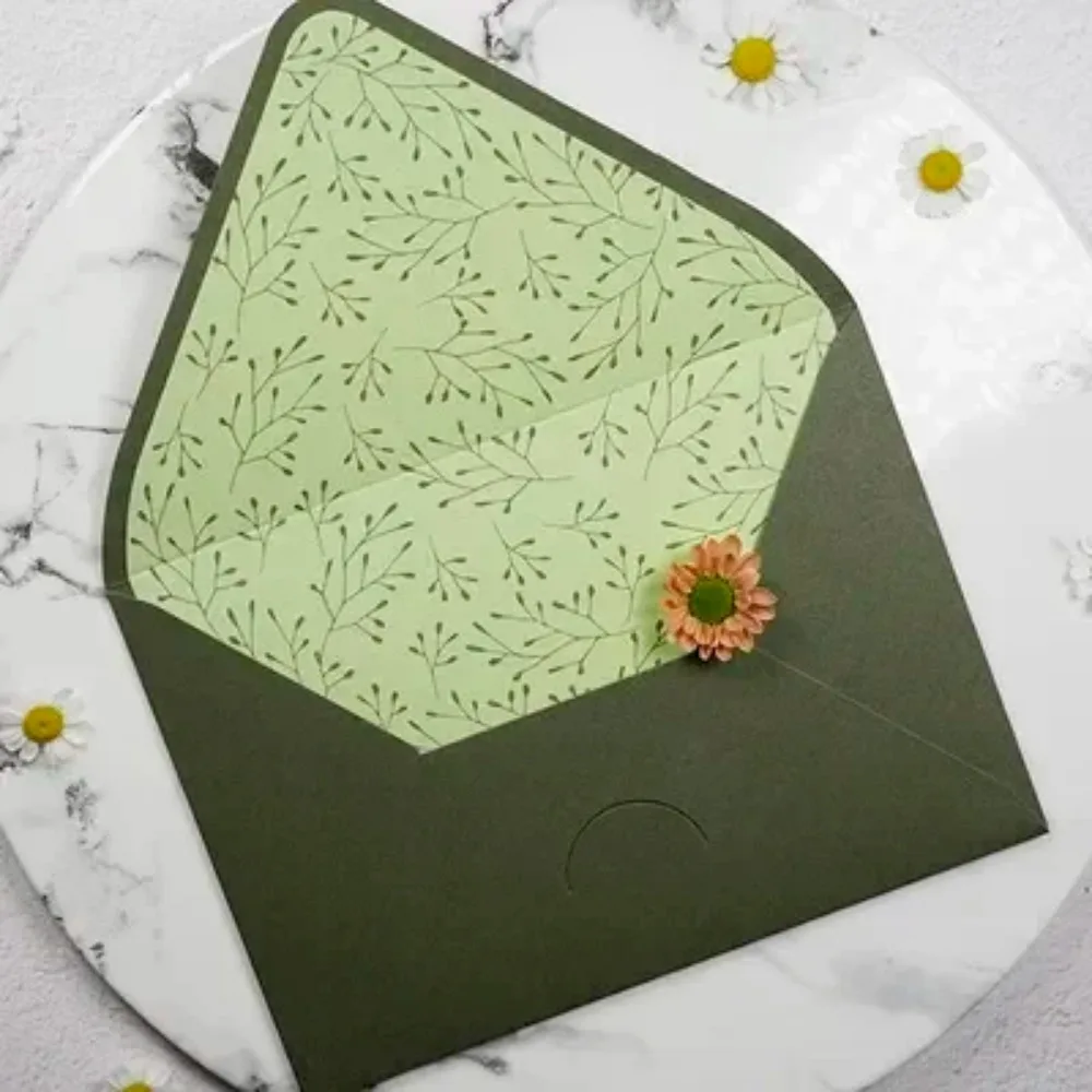 1pcs Vintage Avocado Green Oil Painting Series Envelopes Wedding Invitations Printing Lining Envelopes Invitation Stationary