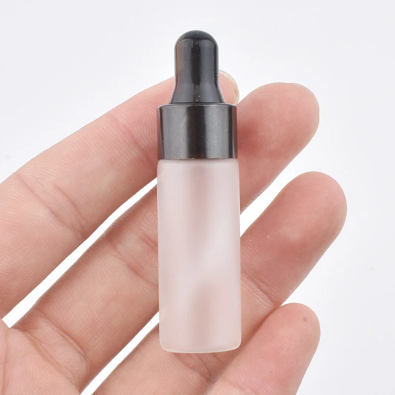 100 szt. 1ml 2ml 3ml 5ml matowe szkło butelka próbka butelka z kroplomierzem pusta Mini olejek eteryczny butelka z kroplomierzem pipety