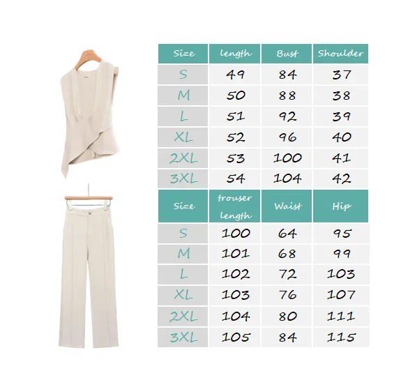 Pants two-piece women's summer new fashion suit irregular waist shirt coat semi-elastic waist wide leg straight tube pendant