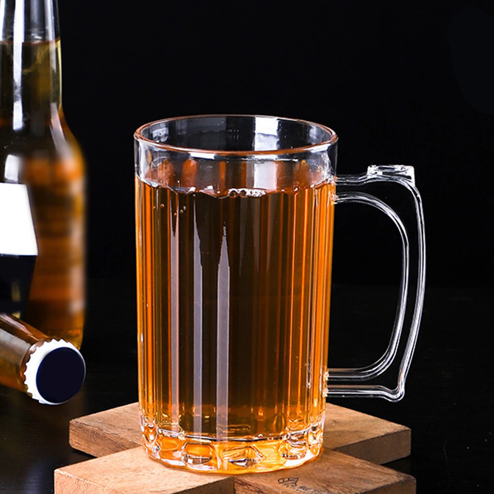 Transparent Acrylic Beer Mug Shatterproof Unbreakable Beverage Cup Reusable Drinkware Barware for Restaurant Party Home