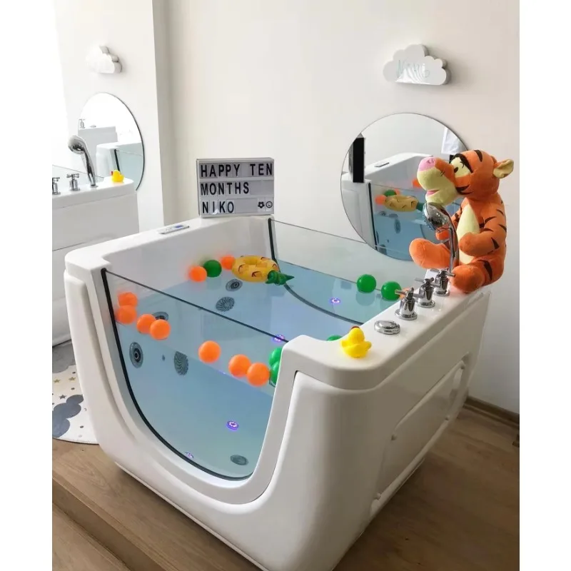 Freestanding acrylic baby swimming spa pool and baby massage spa bathtub baby bath with swimming circle